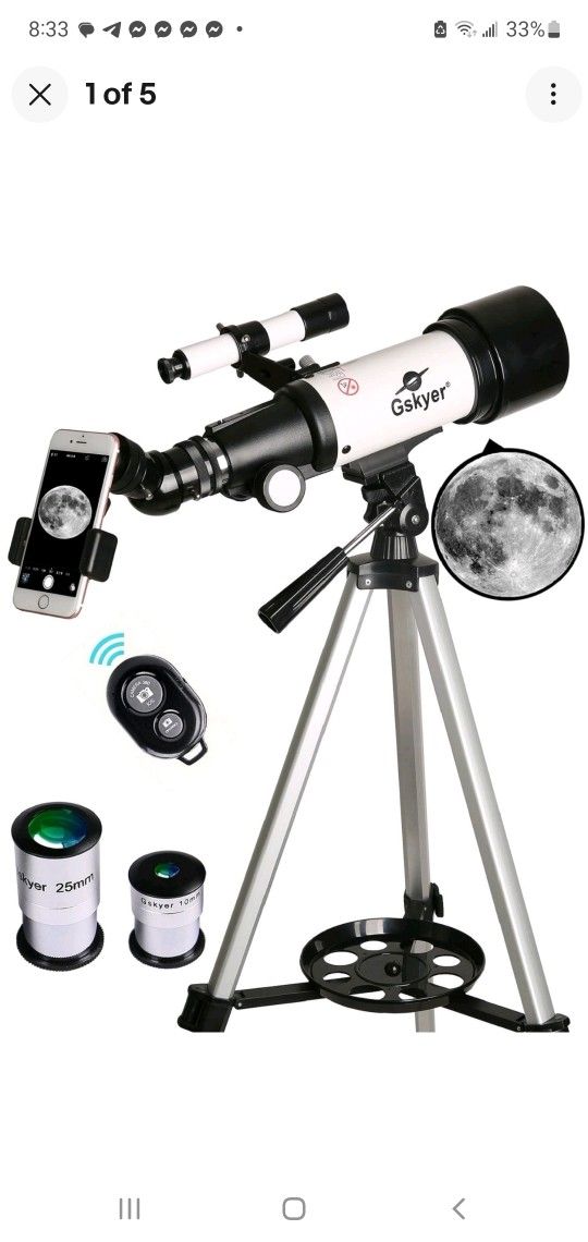 BRAND NEW..Gskyer AZ70400 400mm Astronomical Refracting Telescope 70mm Aperture AZ Mount
