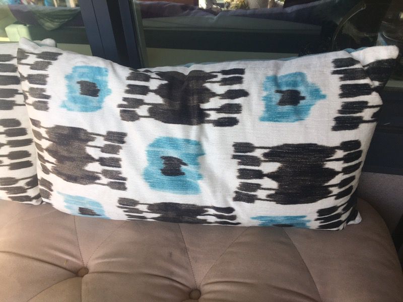 White black blue outdoor/ indoor throw pillows