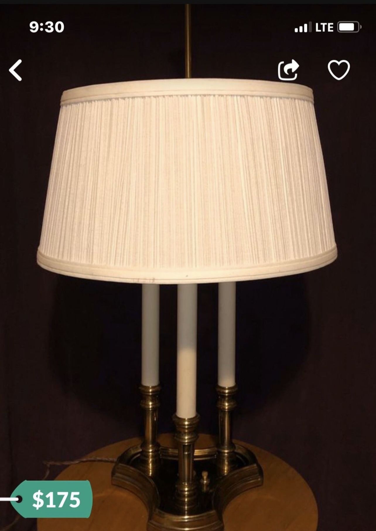 STIFFEL BRASS FRENCH BOUILLOTTE DESIGN 3 CANDLE STICK TABLE LAMP.