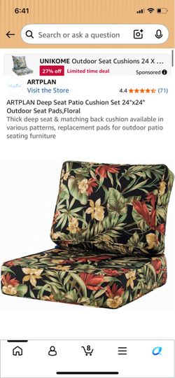 Brand new in box! ARTPLAN Deep Seat Patio Cushion Set 24"x24" Outdoor Seat Pads,Light Blue