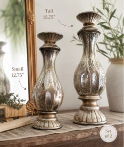 Antique Silver Candlestick Holders Set of 2