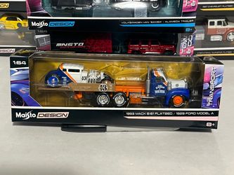MAISTO 1953 B-61 MACK FLATBED + 1929 FORD MODEL A 1:64 NEW ON BLISTER
