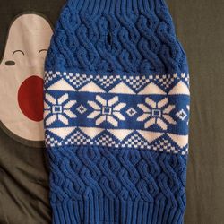 Blue And White Christmas Dog Sweater Size Small
