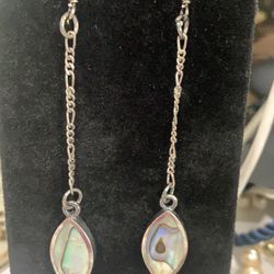 Sterling And Abalone Drop Earrings 