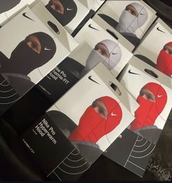 black white and red ski mask