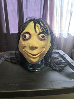 Momo Creepy Halloween Latex Mask with Hair