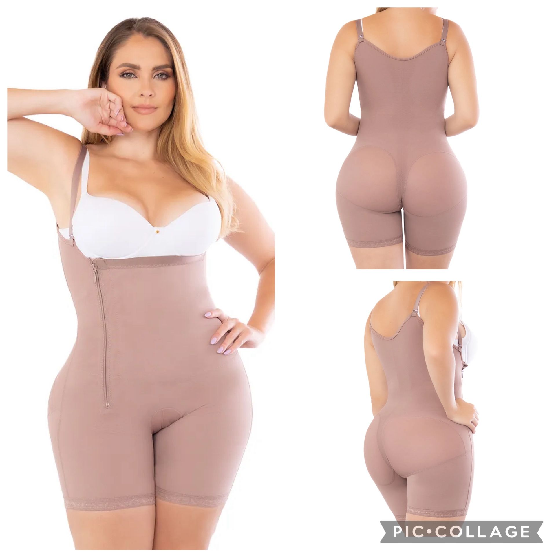 High Compression Post-Surgical Girdle Mid-Thigh with Side Zipper and Buttock Enhancement