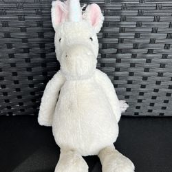 Jellycat White Unicorn Plush – Pink Mane & Tail – Soft Toy – London Brand