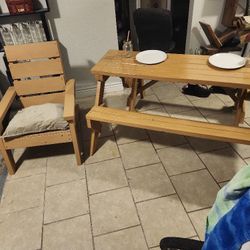 Bench/picnic Table And Adirondack Chair