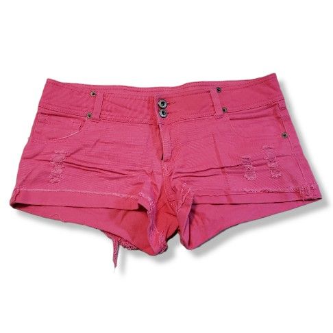Blue Asphalt Denim Shorts Size 7 Jean Shorts Cut Off Distressed Daisy Dukes Pink Measurements In Description