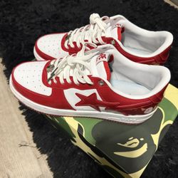 A Bathing Ape Bape Sta Patent Leather White Red 