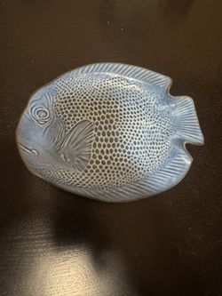 Vintage Japanese Cobalt Blue Ceramic Fish Plates - Set of 3