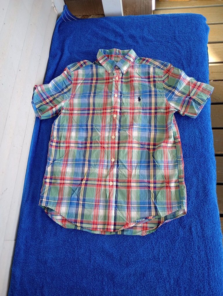 Polo Ralph Lauren Shirt Boys L (14-16) Multicolored Plaid Short Sleeve
