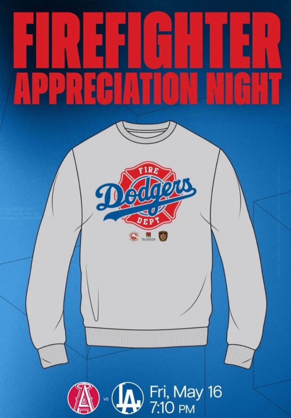 Dodgers medium firefighter appreciation sweatshirt medium m