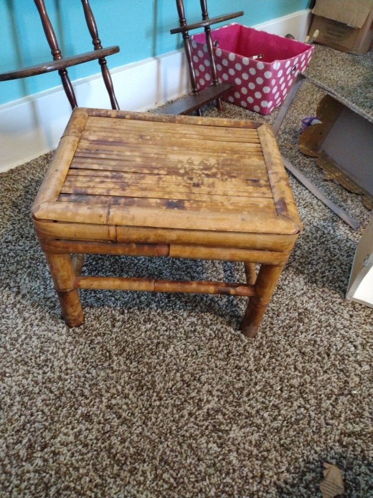 Bamboo Rattan Stool Table