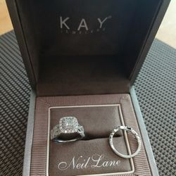 14kt White Gold Diamon Wedding Band Set