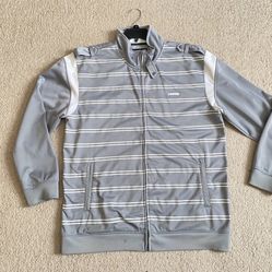 Mens Ecko Unltd Sweatshirt Rhino Logo Gray Stripped Zip Up Size 2XL