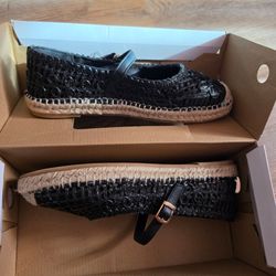 Black Espadrille Flats with Ankle Strap