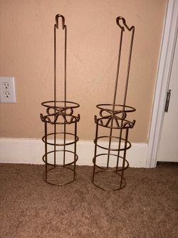 Set of 2 Decorative Toilet Paper Storage Holders – Gold Finish