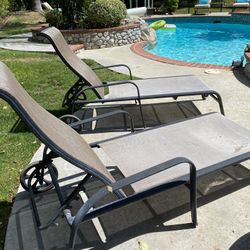 Set Of 2 Patio Chairs - Chaise Lounge - Recline
