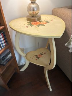 Hand painted vintage wood side table