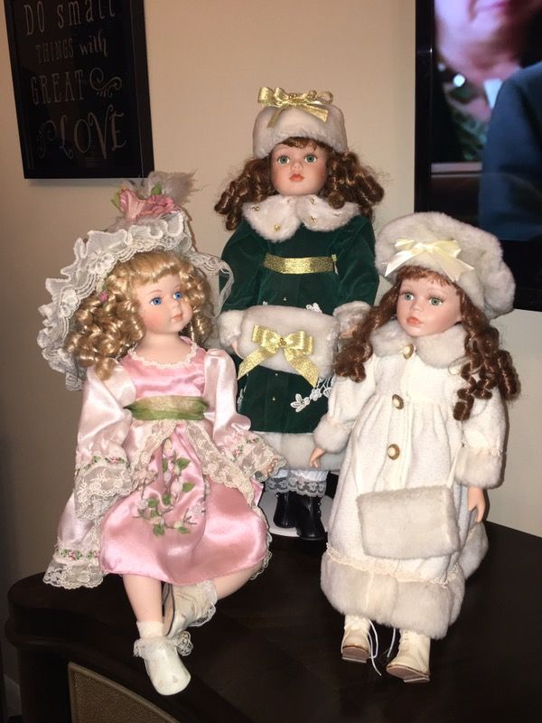 3 Gorgeous Porcelain Dolls