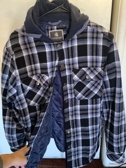 Blue Plaid Sweater Mens Large