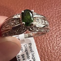 0.5 Ct Genuine Chrome Diopside 925 Sterling Silver Ring Size 7 
