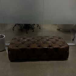 Restoration Hardware Leather Ottoman