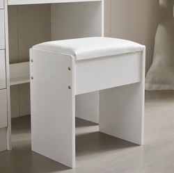 Simple white stool with cushioned seat 9.5x14.5x15”