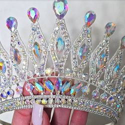 Elegant Crystal Crown Tiara Miss Pegeant Prom