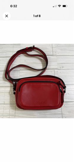 Coach Mini Edge Double Pouch Crossbody Red & Black