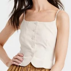 A New Day Women's Cream Spaghetti Strap  Top 