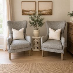 Wingback Accent Gray Chairs Set of 2