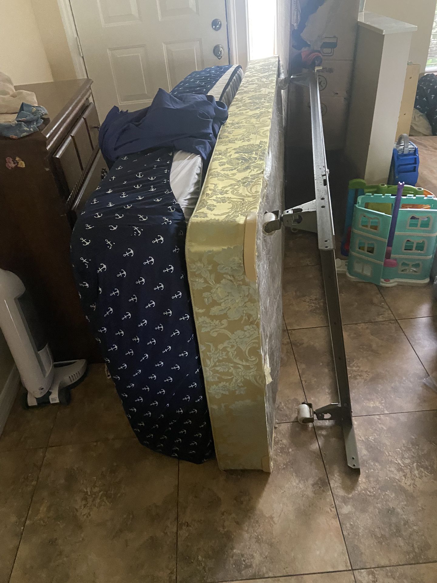 Barely Used Ashley Twin Mattress/ Bonus Frame/spring And Dresser for