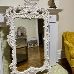 60” VINTAGE ROCOCO STYLE HAND CARVED MIRROR