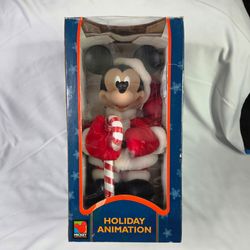 Disney 17 inch animated Mickey with candy cane Christmas Santas Best