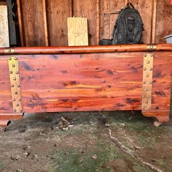 Vintage Cedar Hope Chest - Solid Wood - Stewart Safe Seal (Ohio) - Solid Brass Accents