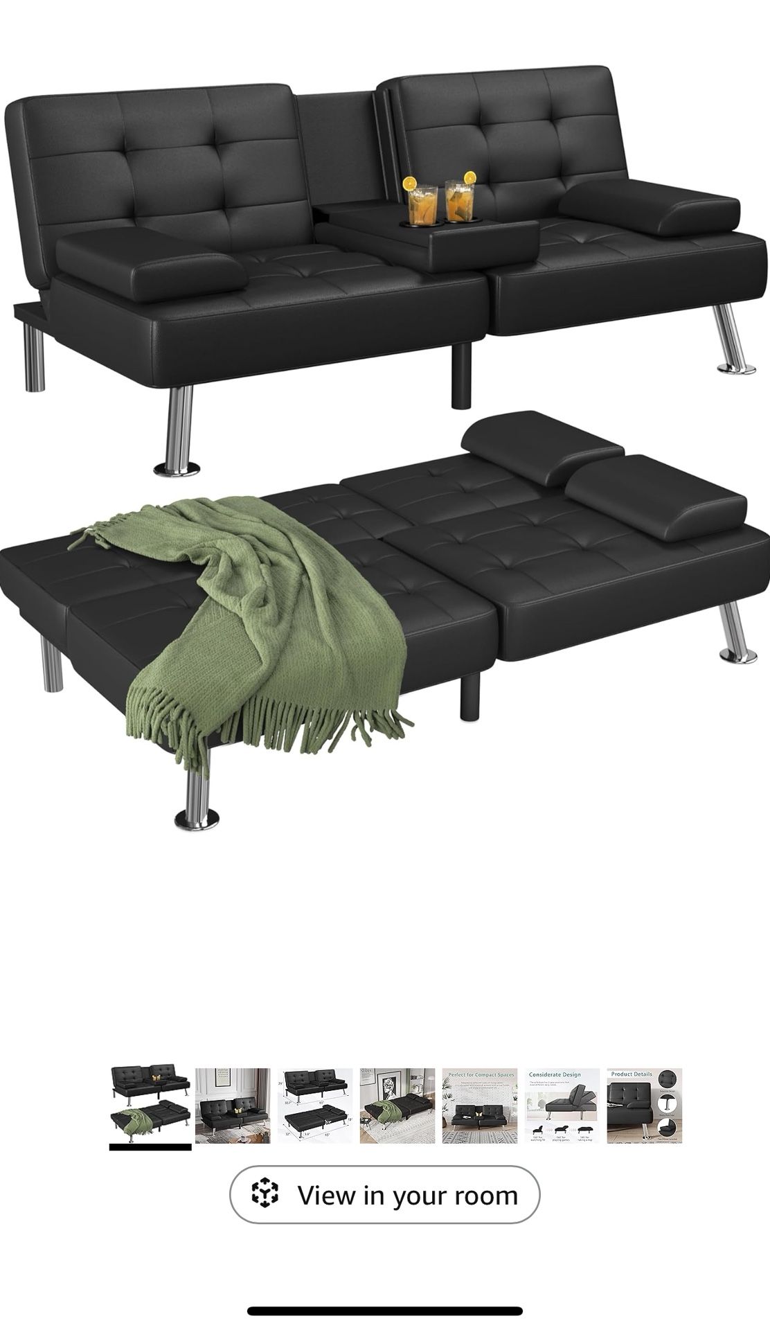 Black Futon Sofa Bed Black 