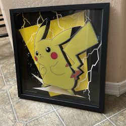 Pikachu With Black Border Frame 16x16 