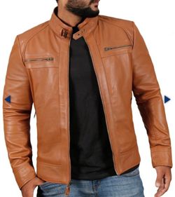 Laverapelle Men's Genuine Lambskin Leather Fencing Jacket, Small, Tan