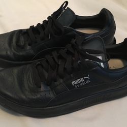 PUMA BLACK LEATHER MENS SNEAKERS SHOES Size 9 