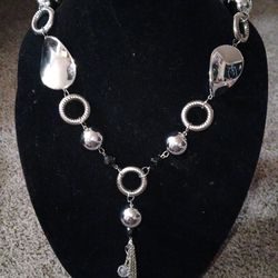 Silver and Black Necklace