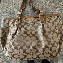 Coach Vintage Tan/Brown Signature Canvas Bag