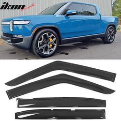 Fits 2022-2025 Rivian R1T Window Visors Vent Rain Wind Sun Guards Deflectors Tape-On