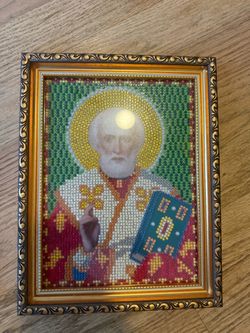 Framed Beaded Religious Icon Art