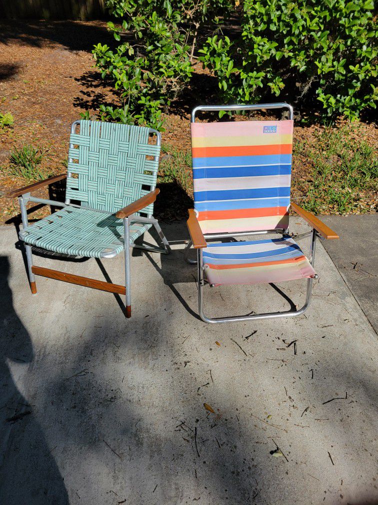 Pair Of Aluminum Folding Beach Chairs