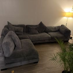 135” W Corduroy Sofa (gray)