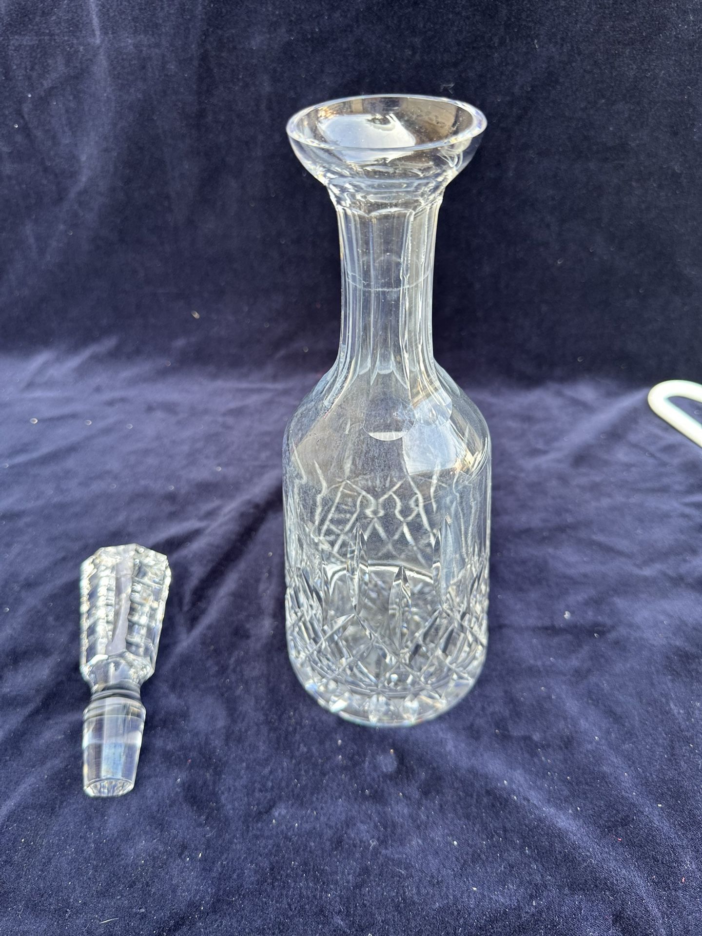 Waterford Lismore Crystal Wine Decanter & A Cut Stopper 13"