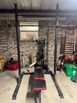 2x2“ Squat/Bench rack and bumper weights